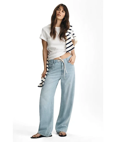 Mavi Jeans Women's Nella Adjustable Drawstring Wide Leg Bleached Well Blue