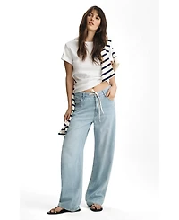 Mavi Jeans Women's Nella Adjustable Drawstring Wide Leg Bleached Well Blue