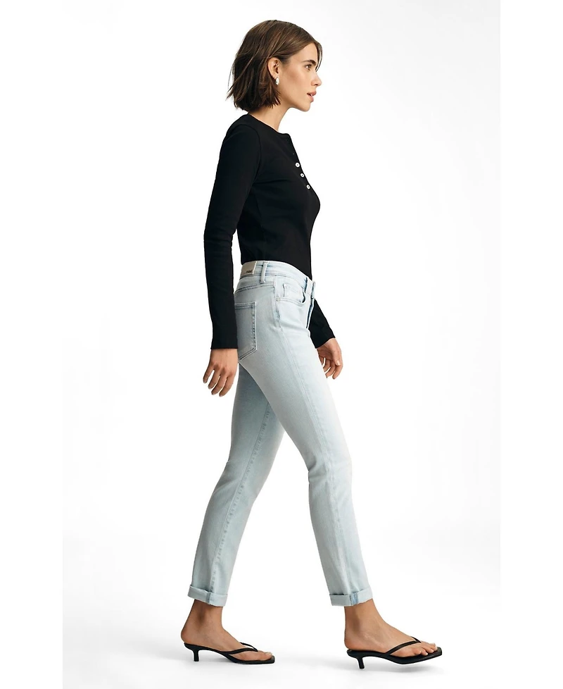 Mavi Jeans Women's Kathleen Mid Rise Boyfriend Bleached Feather Blue