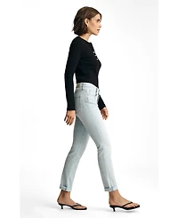 Mavi Jeans Women's Kathleen Mid Rise Boyfriend Bleached Feather Blue