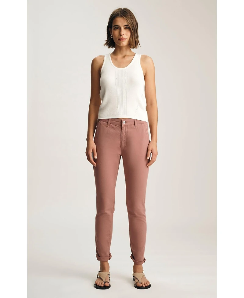 Mavi Jeans Women's Kathleen Mid Rise Boyfriend Chino Old Magenta Twill
