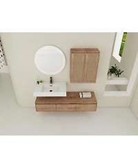 Sillysis Modern Floating Bathroom Vanity with Resin Sink, Three Drawers, Double Wall Mounted Side Cabinets for Ample Storage