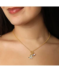 Bluey Charm Necklace Official License, 16+2 inch 18k Gold Flash-Plated Necklace with 3 Dangle Charms
