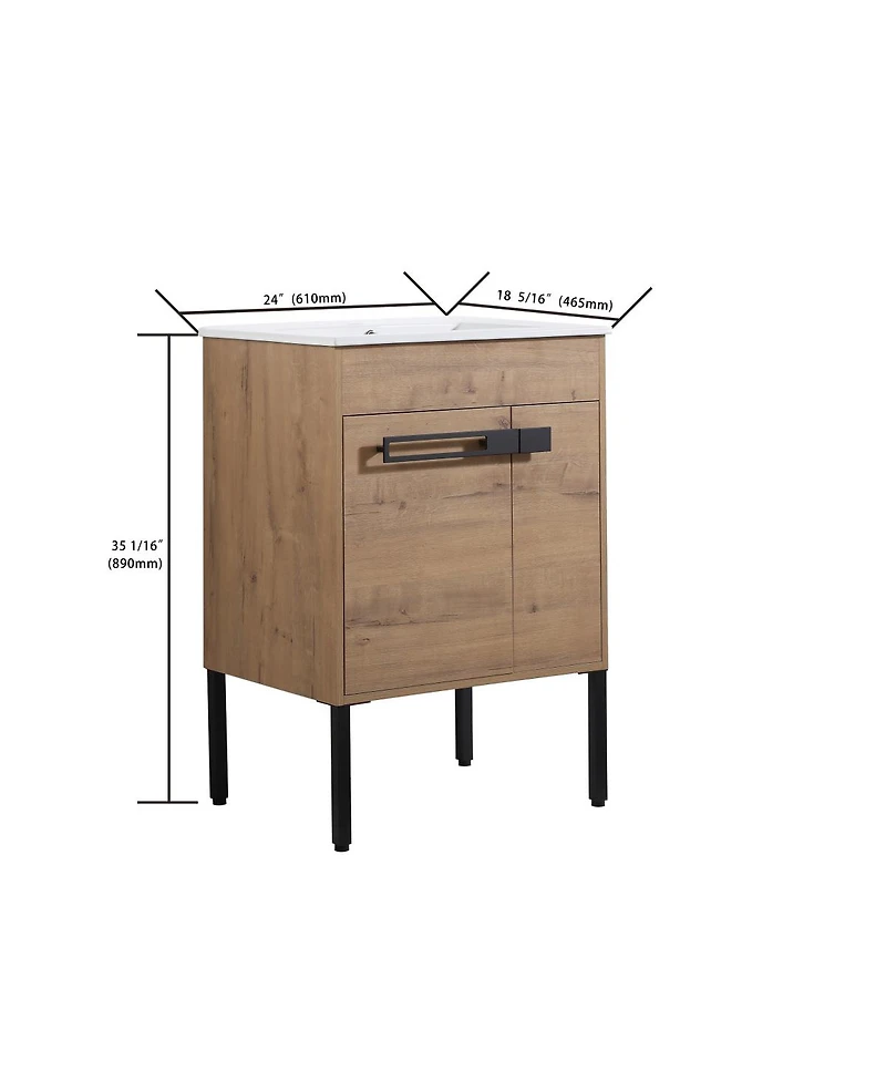 Sillysis Modern Bathroom Vanity with Ceramic Sink, Wall Mounted or Freestanding, Soft Close Doors