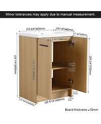 Sillysis 24 Inch Freestanding Bathroom Vanity with Resin Sink, Modern Light Wood Cabinet, Soft-Close Doors and Adjustable Shelf