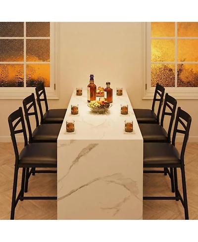 homfan Set of 6 Counter Height Dining Chairs, 22 Inch Upholstered Chairs with Thick Cushion and Backrest for Kitchen Island