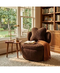 homfan Soft Toy Bear Accent Chair, Boucle Cloud-Shape Armchair for Living Room or Bedroom, Cute Cozy Sofa, Fabric
