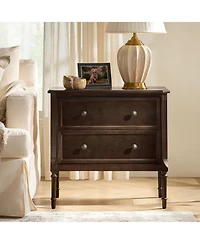 Hulala Home Irene Transitional 28''W 2 Drawer End Table with Charging Station