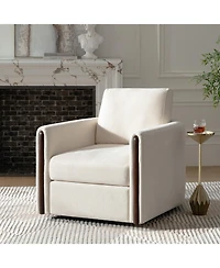 Hulala Home Verdino Modern Down-filled Solid Wood Swivel Barrel Chair