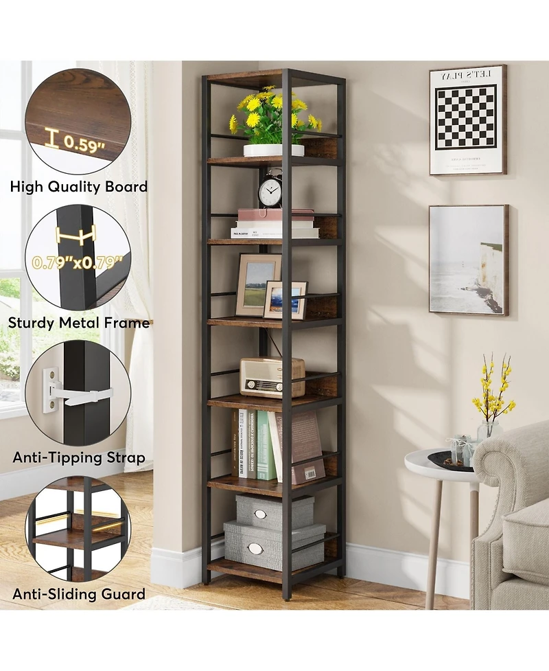 Slickblue Narrow 6-Tier Corner Bookshelf and Storage Rack