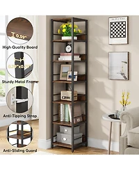 Slickblue Narrow 6-Tier Corner Bookshelf and Storage Rack