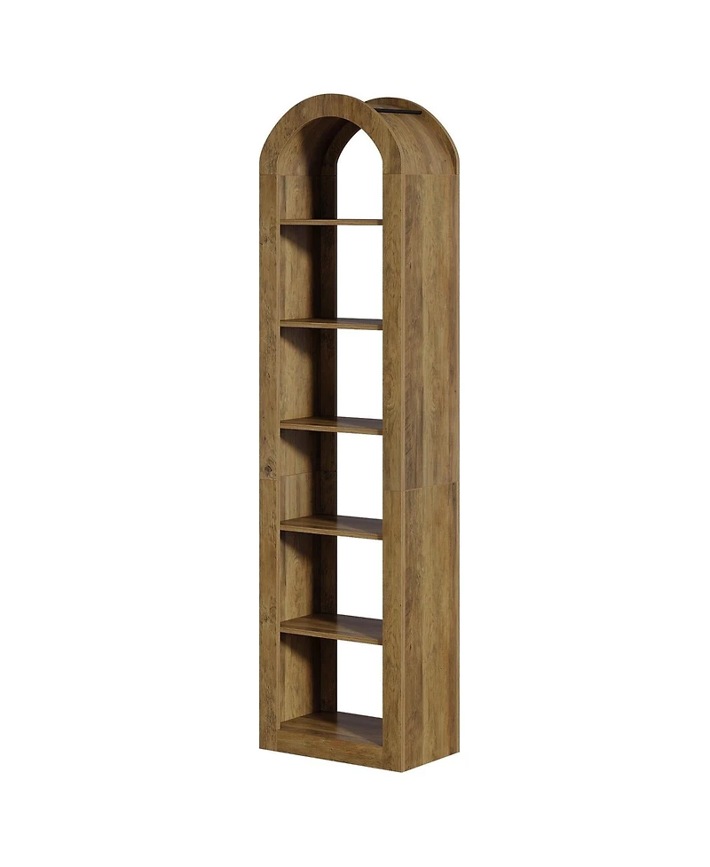 Slickblue Modern Narrow Open Bookshelf with 6 Tier Storage Design