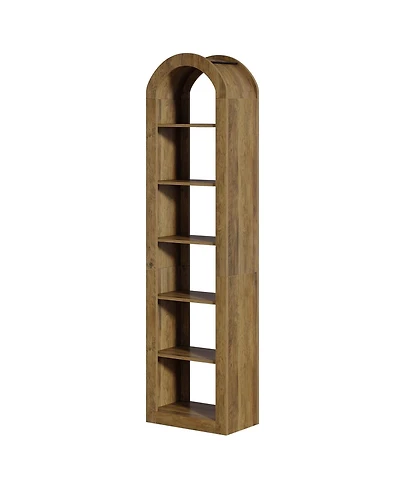 Slickblue Modern Narrow Open Bookshelf with 6 Tier Storage Design