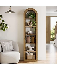 Slickblue Modern Narrow Open Bookshelf with 6 Tier Storage Design