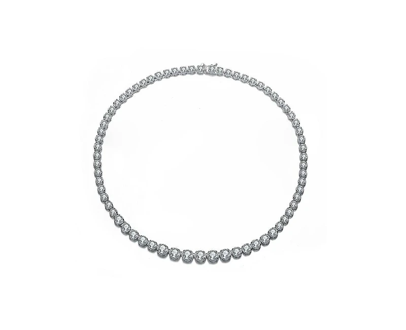 Genevive Elegant Radiant Round Cz Tennis Necklace