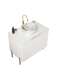 Sillysis Bathroom Vanity without Basin, Sintered Stone Top, Soft Close Doors, Black Modern Scandinavian Storage Cabinet