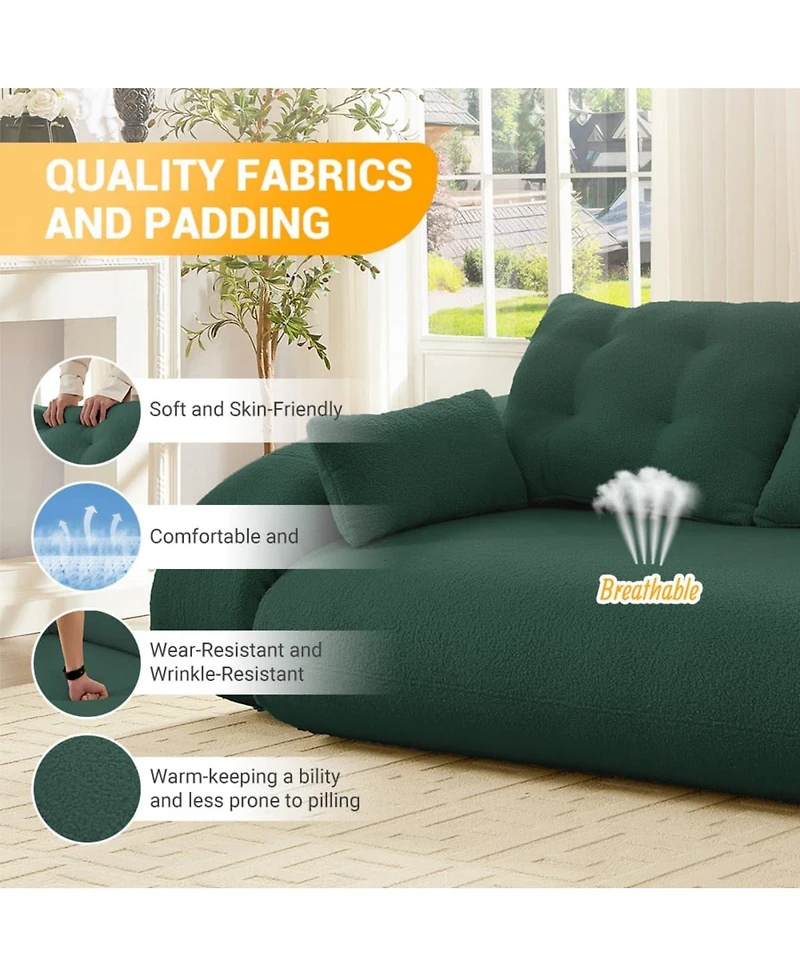 Maison Boucle 78.7'' Teddy 2-Seat 3-in-1 Sleeper Sofa, Foldable Foam Sofa Bed