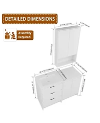 Sillysis 47 Inch Modern Freestanding Bathroom Vanity with Resin Sink, Soft Close Drawers, Storage Cabinet and Wall Cabinet