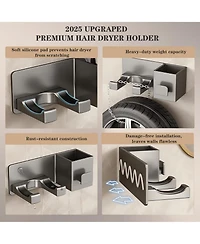 Phying Wall Mounted Hair Dryer Storage Rack Multifunctional Hair Tool Organizer Shelf For Hairdryer Hairbrush Home Bathroom And Salon Use