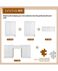 Sillysis 71 Inch Modern Double Bathroom Vanity with Resin Sinks, Soft Close Doors, Scratch and Water-Resistant Cabinet, Side Storage