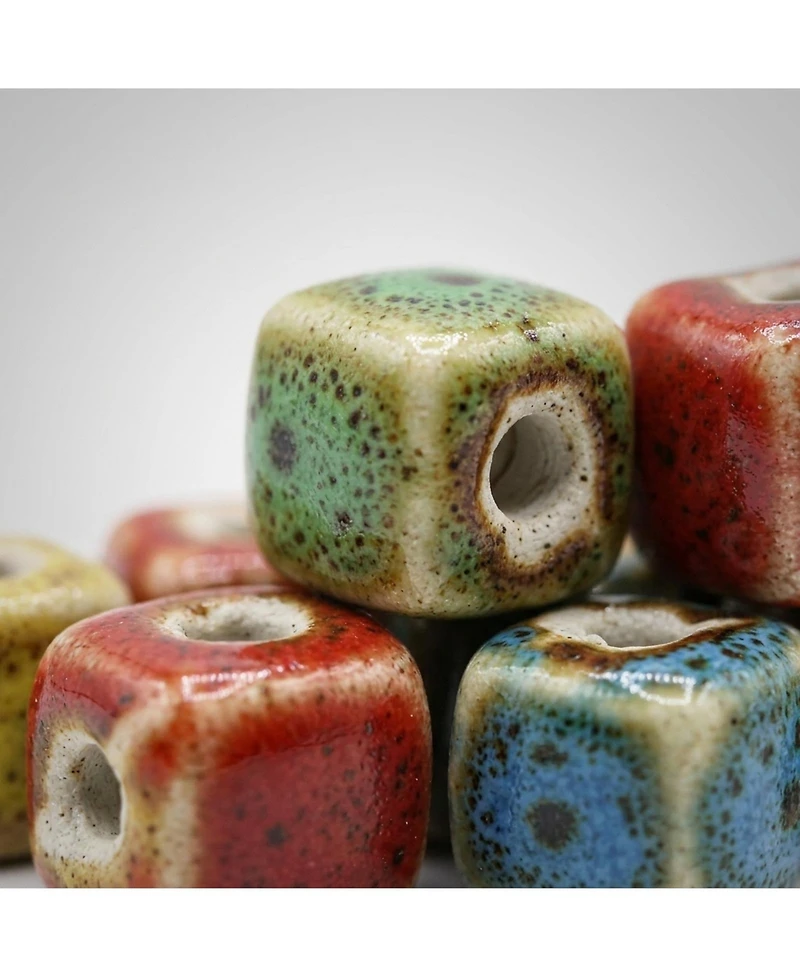 Sevorley 100Piece Set Ceramic Cube Beads for Diy Bracelet Necklace Jewelry Making