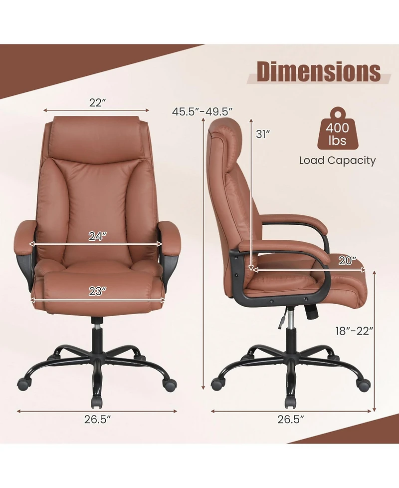 Slickblue Heavy Duty Leather Computer Chair with Executive Back Support