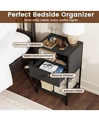 Slickblue Nightstand with Built-In Charging Station, Usb Ports and Power Outlets
