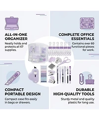Sevorley Mini Office Supply Kit with Stapler Tape Dispenser Scissors and Clips