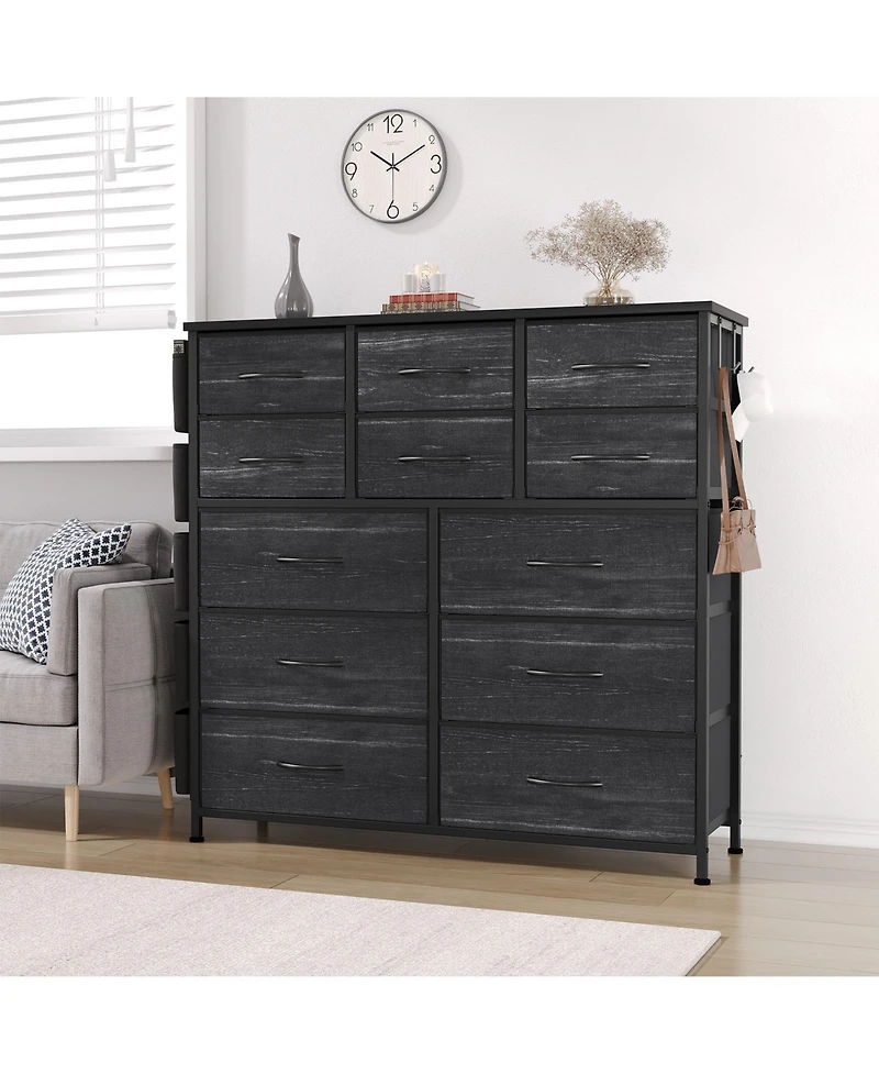 homfan 39 Inch Engineered Wood 12-Drawer Storage Cabinet with Metal Frame, Fabric Dresser Tower for Bedroom Closet Organizer