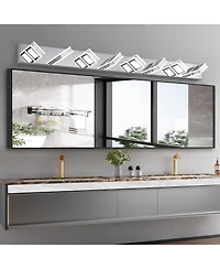 Midola 52" Modern 8-Light Led Vanity Light, Square Acrylic Lampshades Wall Mount Fixture for Bathroom, Mirror Lighting