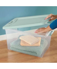 Sterilite 6 Pack 64 Qt Latching Box, Plastic Storage Bin with Lid, Mindful Mint