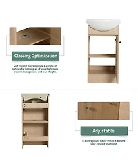 Sillysis 18 Inch Freestanding Bathroom Vanity with Ceramic Sink, Soft Close Door, Adjustable Storage Shelf for Small Spaces