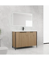 Sillysis Modern Freestanding Bathroom Vanity with Resin Sink, Soft Close Door, Adjustable Shelf, Plywood Cabinet, 24/30/35/47 Inch Sizes