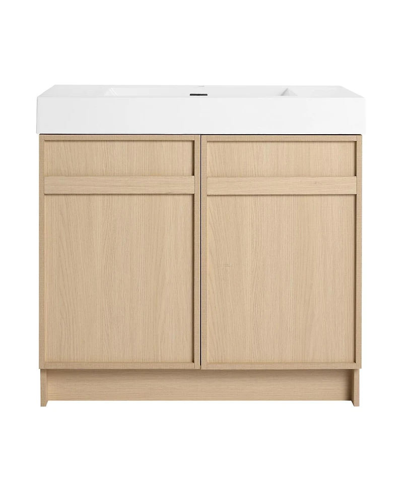 Sillysis 35 Inch Freestanding Bathroom Vanity with Resin Sink, Soft Close Doors, Adjustable Shelf, Ample Storage for Modern Bathrooms