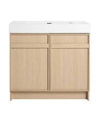 Sillysis 35 Inch Freestanding Bathroom Vanity with Resin Sink, Soft Close Doors, Adjustable Shelf, Ample Storage for Modern Bathrooms