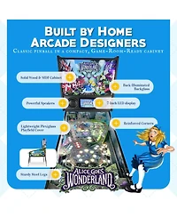 Wonderland Amusements Alice Goes to Wonderland Pinball Machine with Led Lighting