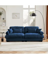 Maison Boucle 93.7'' Wide Velvet Loveseat Sofa, Modern 2 Seater Couch with Pillows