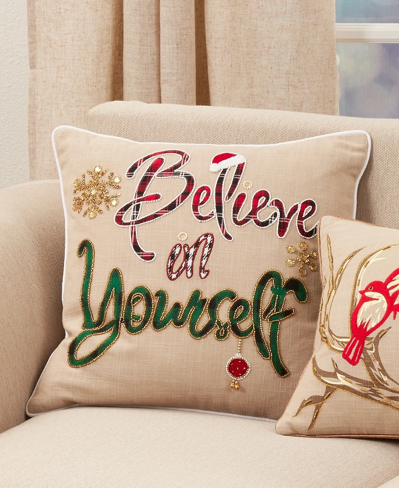 Saro Lifestyle Believe in Yourself Decorative Pillow, 18" x 18"