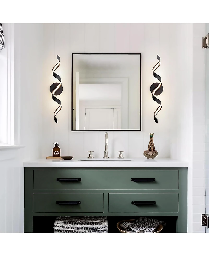 Midola Modern Led Bathroom Vanity Lights, 24inch Dimmable Bathroom Lighting Fixture Over Mirror 15W Spiral Design Led Wall Light Fixtures