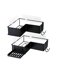 Midola 2-Pack Drill-Free Adhesive Corner Shower Caddy Organizer with Soap Holder and 4 Hooks for Bathroom
