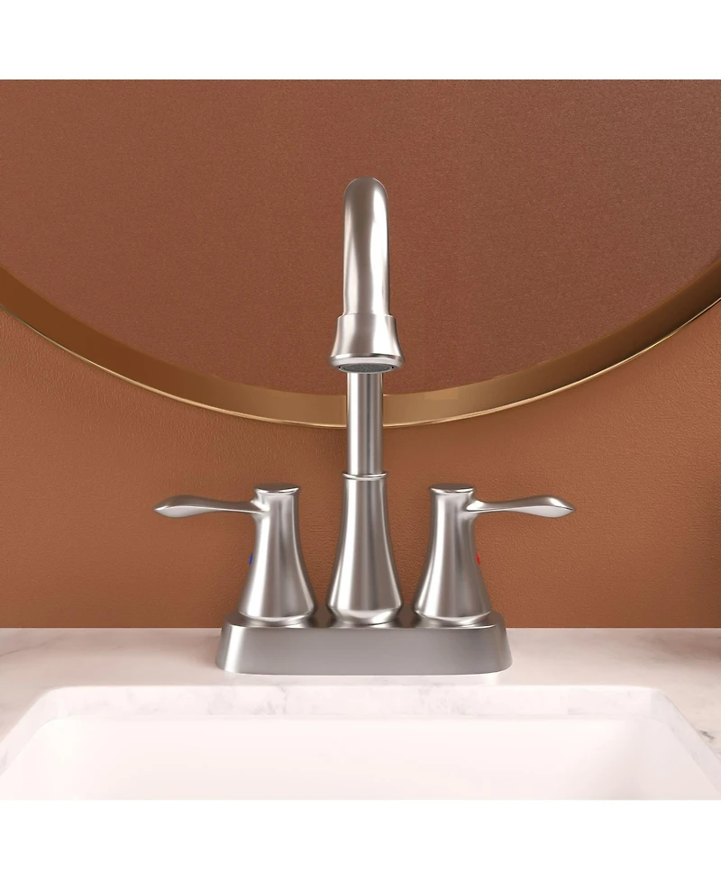 Phying 4 Inch Centerset Bathroom Faucet Brushed Nickel 2 Handle Vanity Sink Faucet For Bathroom Lavatory Sink