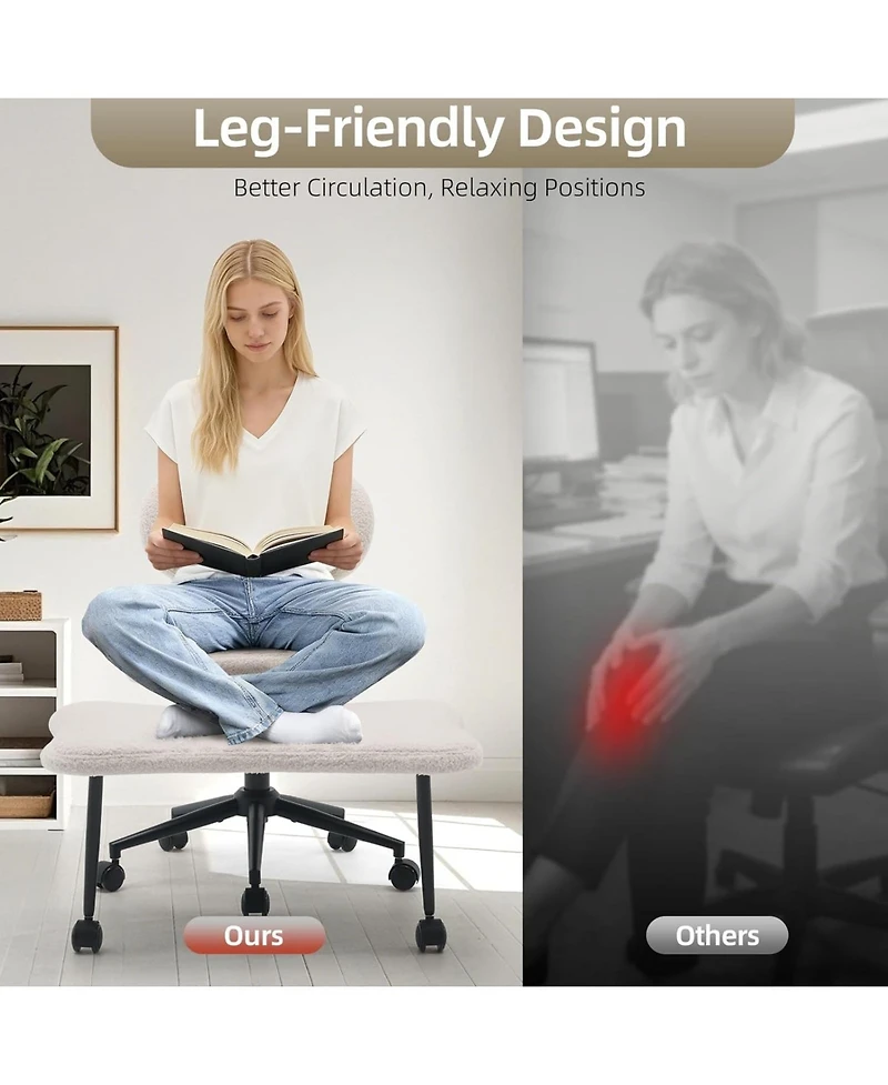 gaomon Ergonomic Cross Legged Chair, 360 Degree Swivel Meditation Chair with Wheels, Height Adjustable for Adhd, Yoga, Home Office