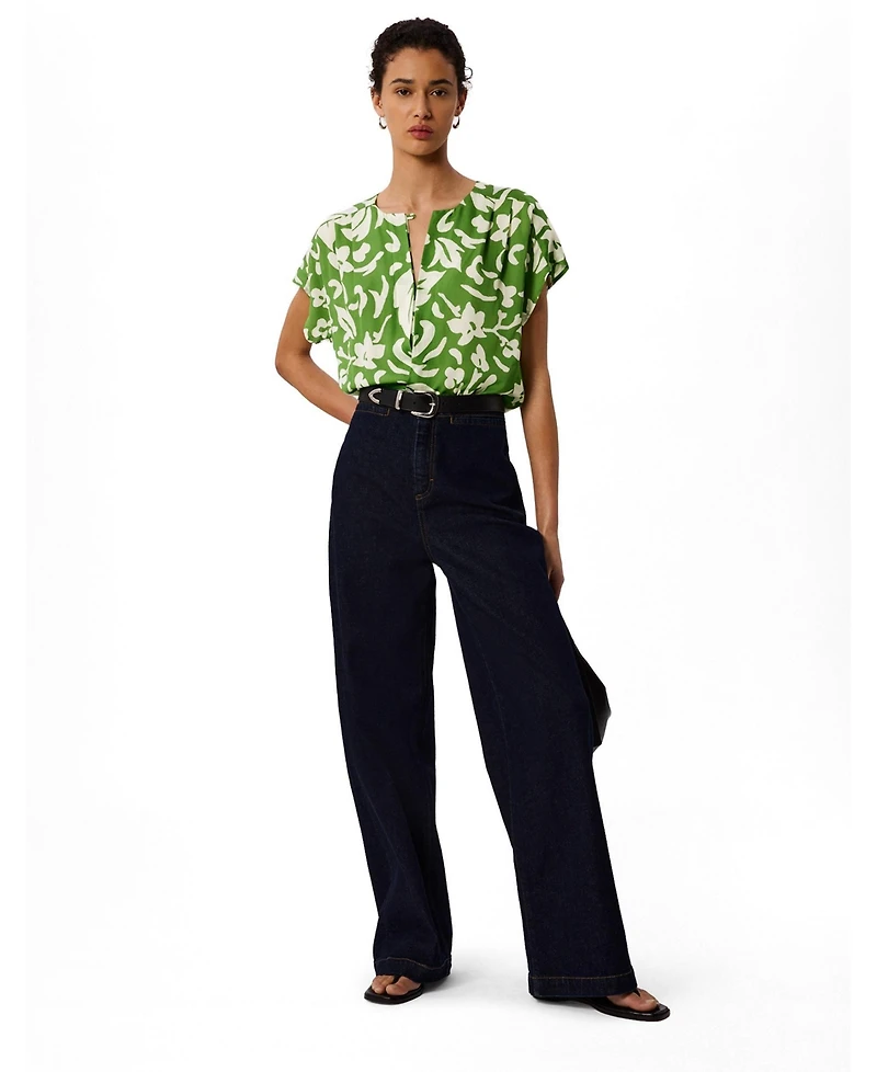 Whistles Women's Floral Keyhole Blouse