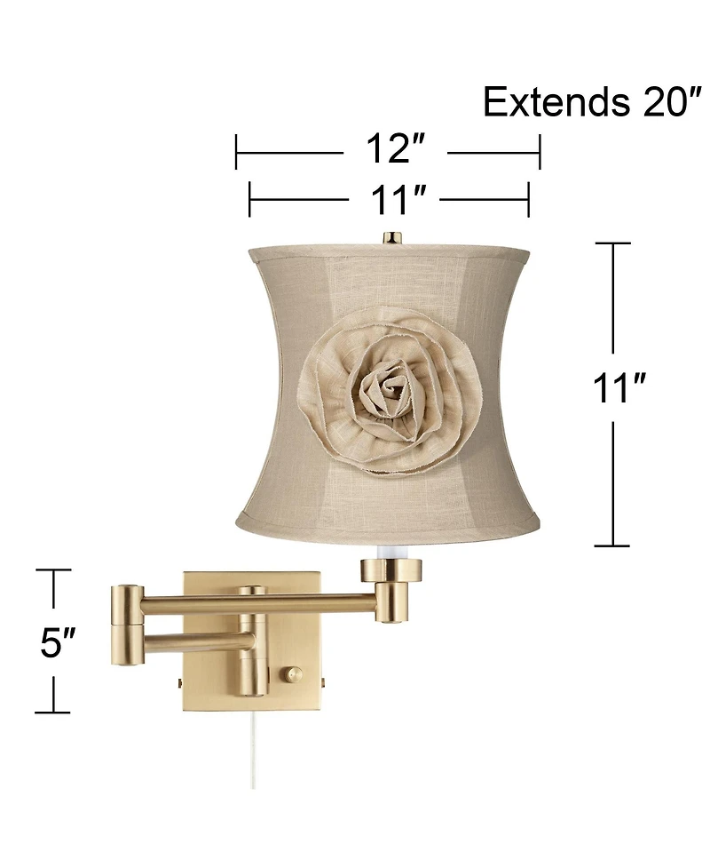 Barnes and Ivy Alta Plug-In Swing Arm Wall Lamp with Almond Flower Shade
