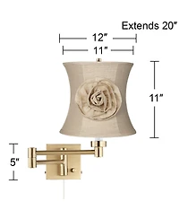 Barnes and Ivy Alta Plug-In Swing Arm Wall Lamp with Almond Flower Shade