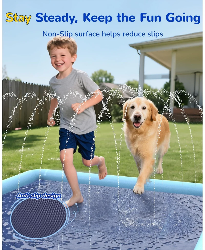 Aofar Non-slip Splash Sprinkler Pad for Kids and Dogs Outdoor Summer Water Play Mat