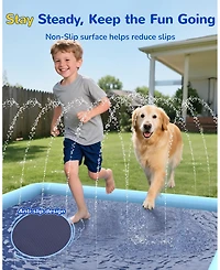 Aofar Non-slip Splash Sprinkler Pad for Kids and Dogs Outdoor Summer Water Play Mat