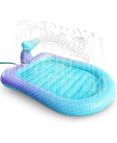 Aofar Mermaid Splash Pad Sprinkler Water Play Mat Pool Kids Toys