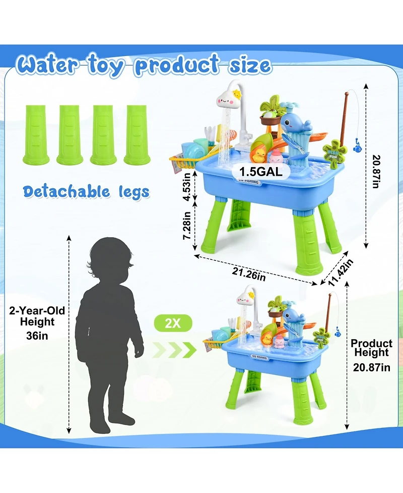 Gnuadz Water Table Sensory Electric Pump Kitchen Fishing Playset