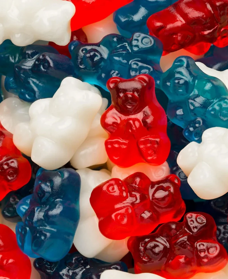 Just Candy 100 Pcs Patriotic Candy Red, White, and Blue Freedom Gummi Bears (1 lb) - 4th of July